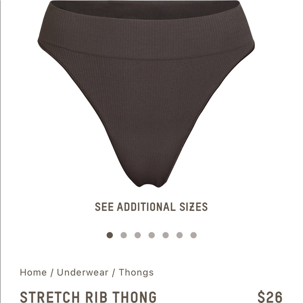 NEW SKIMS Seamless stretch rib thong L/XL in color Soot